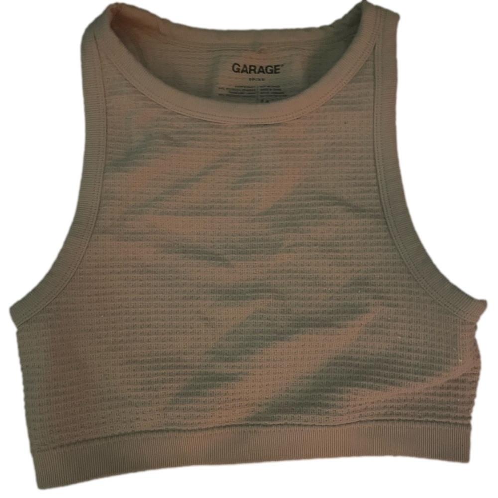Garage cropped sporty cream tank top, size xs